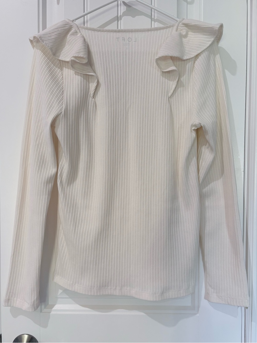 Loft Ribbed Ruffle Square Neck Top - Picture 4 of 4